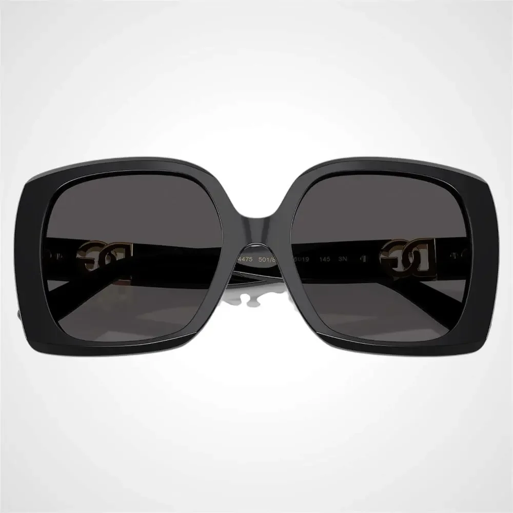 New Dolce & Gabbana Sunglasses Black Acetate Square Gold Metal DG - Picture 4 of 6